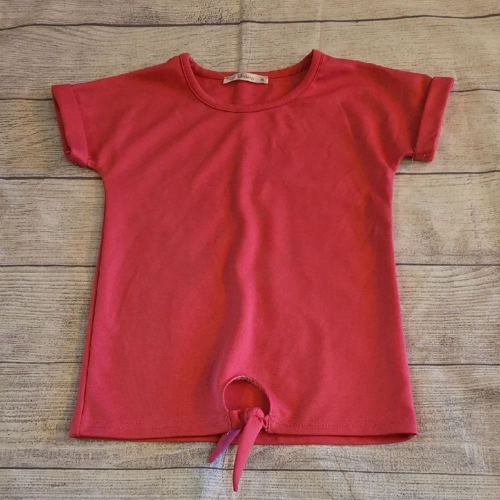 Kids Pink T-Shirt with Tie Detail